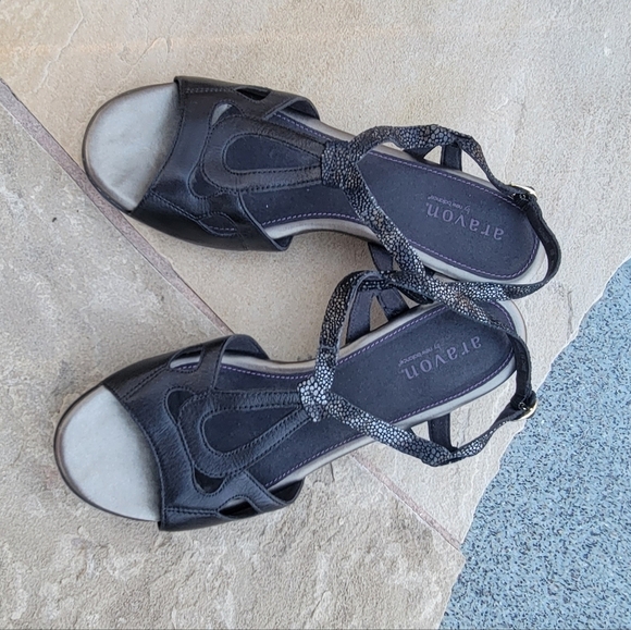 Aravon by new balance Serena AAO02BK Black Sandleather upper sandals sz10 - Picture 10 of 11